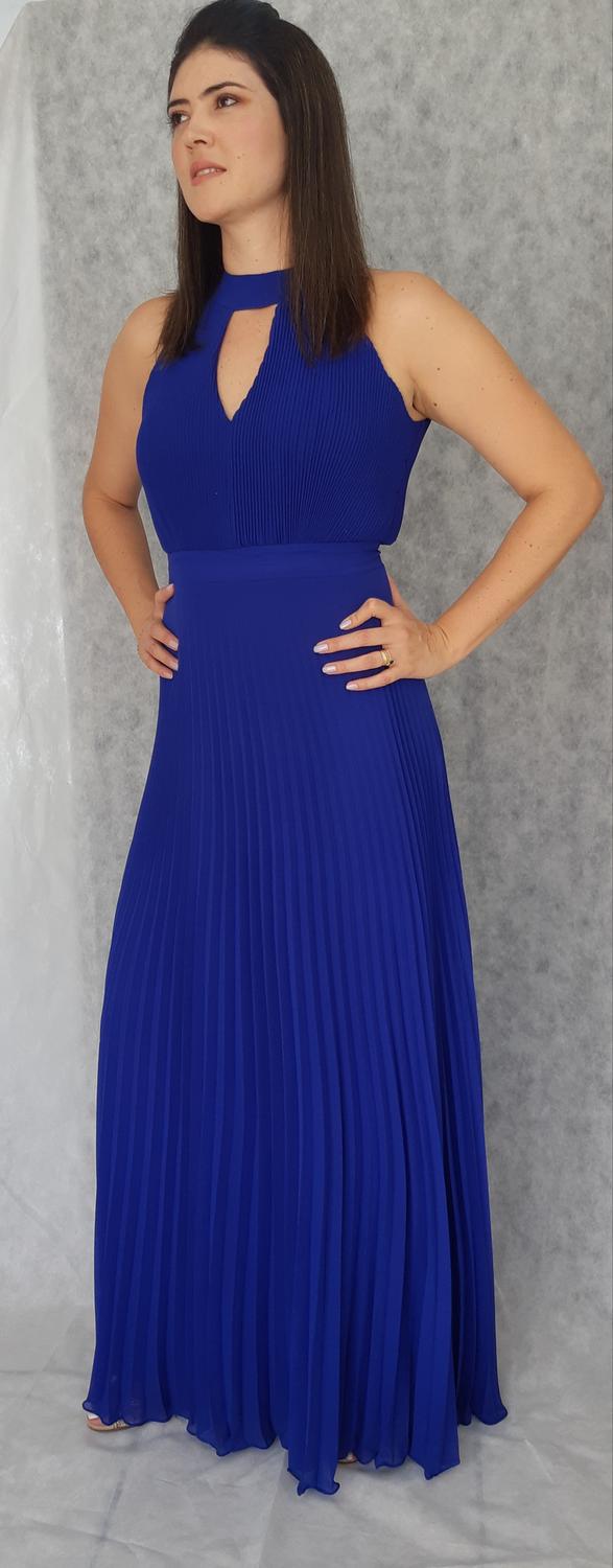 vestido azul bic longo