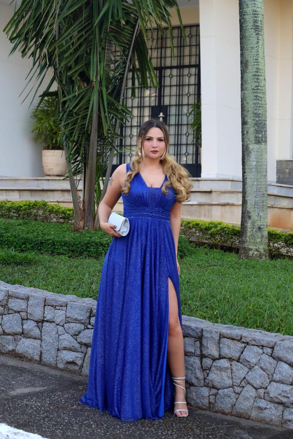 Vestido Feminino Vestido De Formatura Azul Longo Vestido Longo