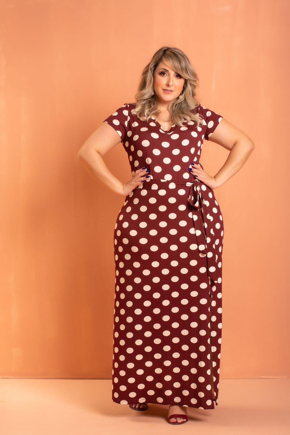 vestido poa plus size