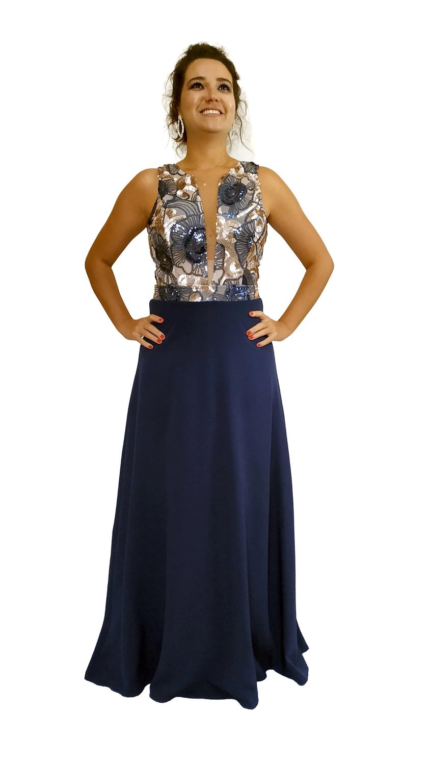 vestido azul escuro para madrinha