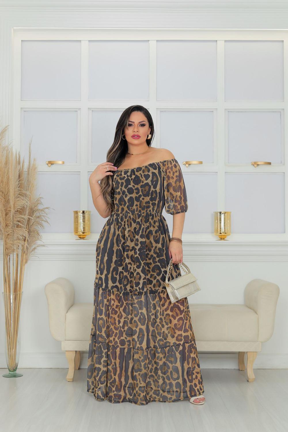 Animal Print Vestido De Oncinha Plus Size Vestido Plus Size Animal
