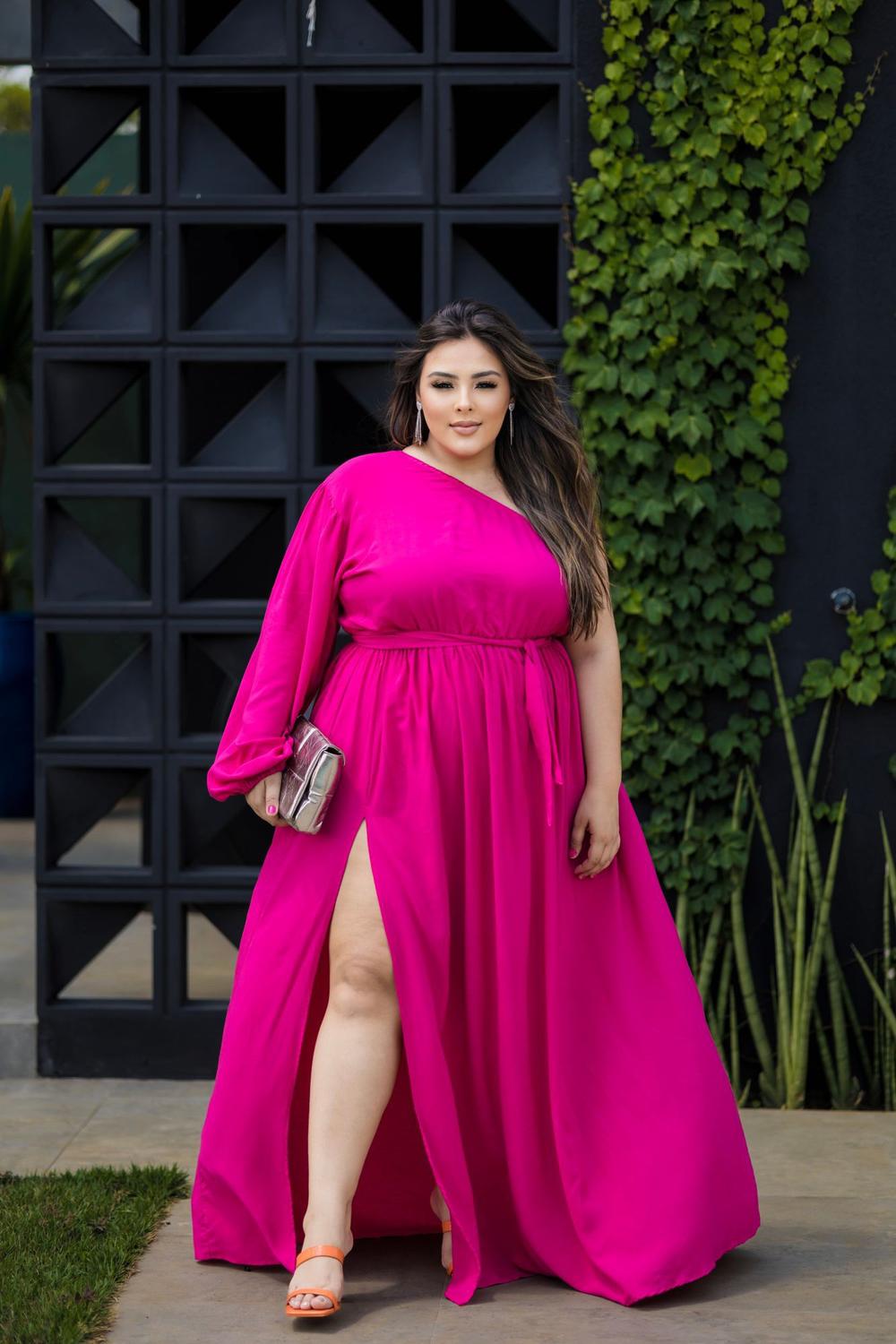 Casamento Vestido Madrinha Plus Size Rose Festa Longo Plus Vestido