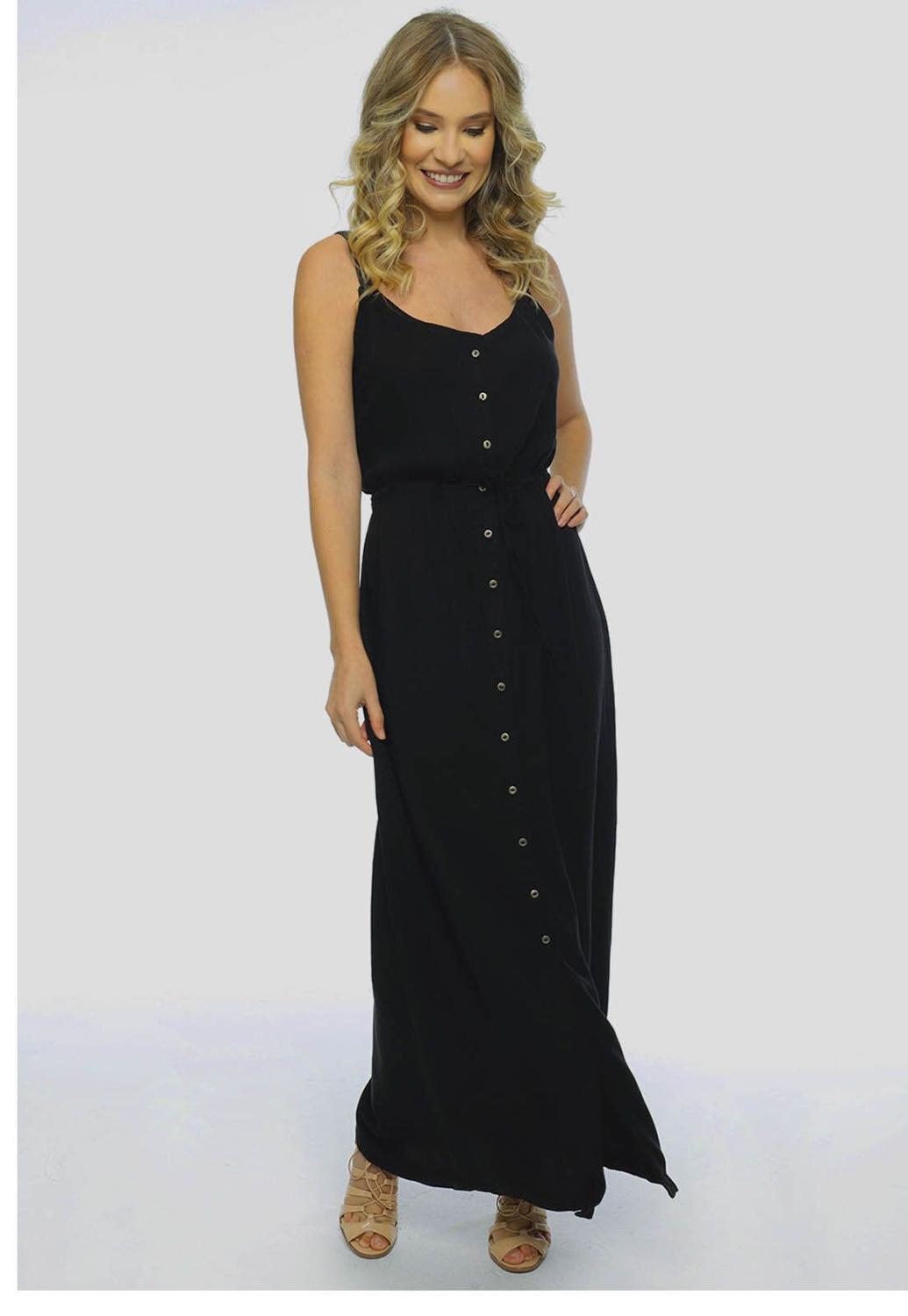 vestido preto liso longo