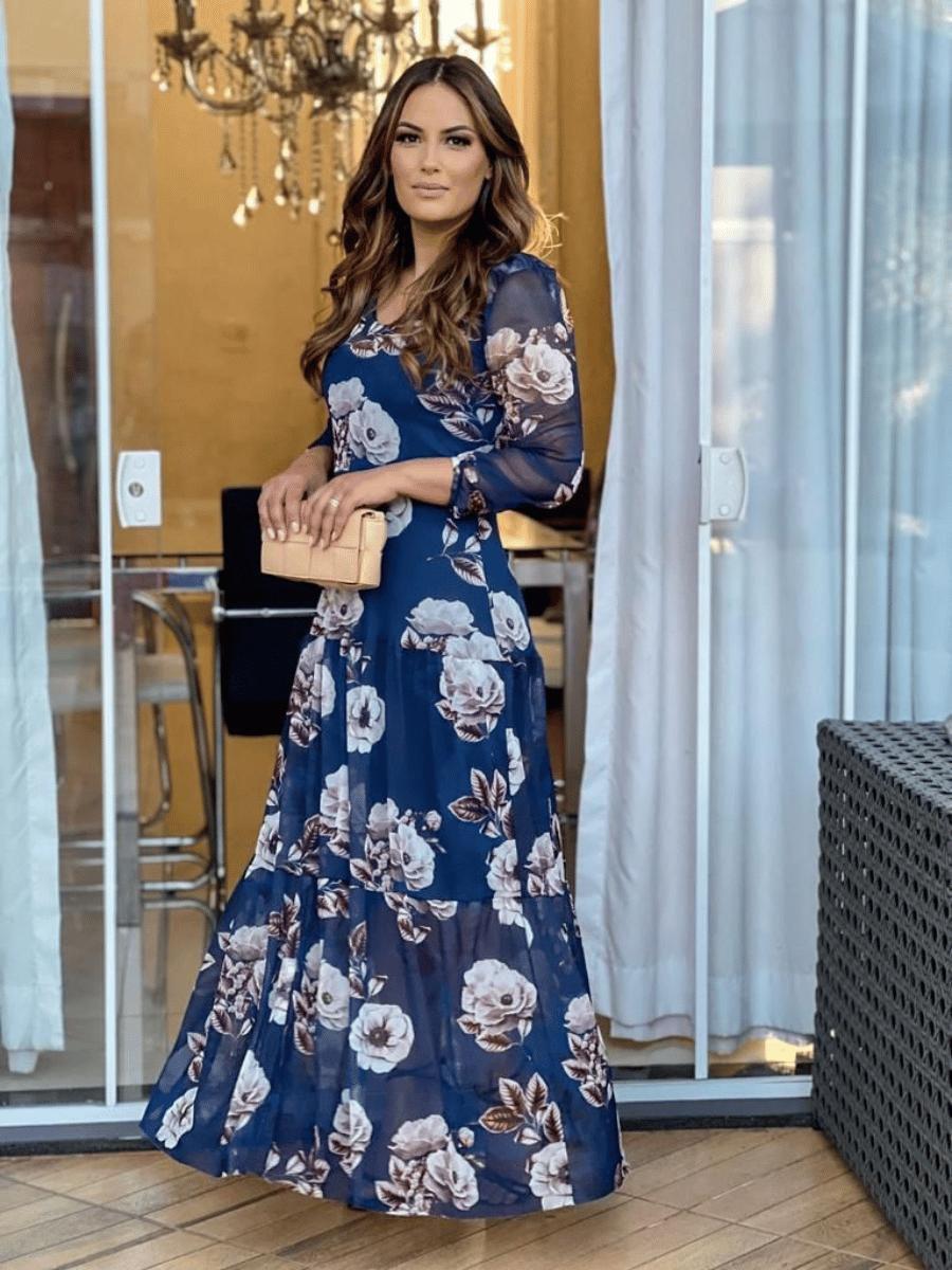 Vestido Tule Floral Vestido Festa Longo Floral Tule Vestido Floral
