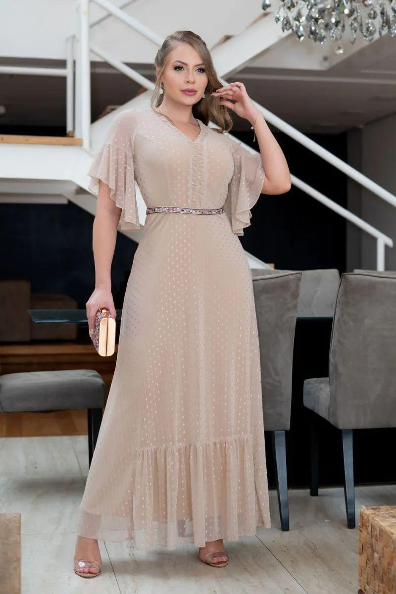 Cheap vestido bege longo New Arrivals