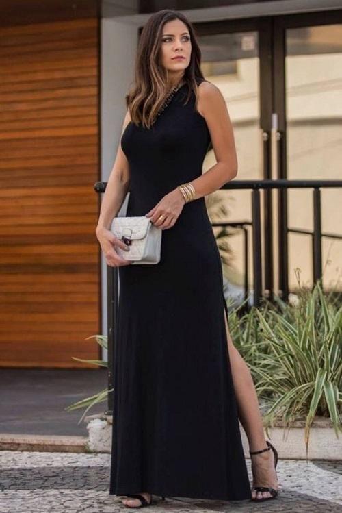 Vestido Preto Liso Longo Vestido Social Preto Vestido Festa Preto
