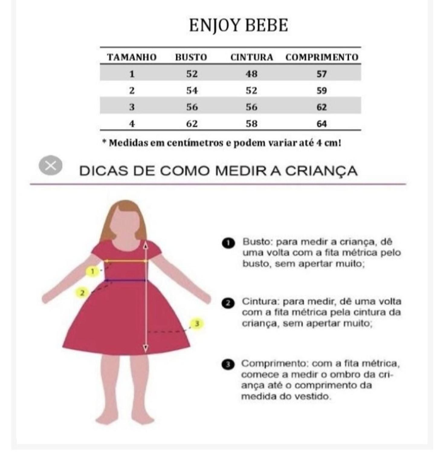Vestido Luxo Enjoy Kids B. NEVE Tamanho 4 - Vestido Feminino - Magazine  Luiza