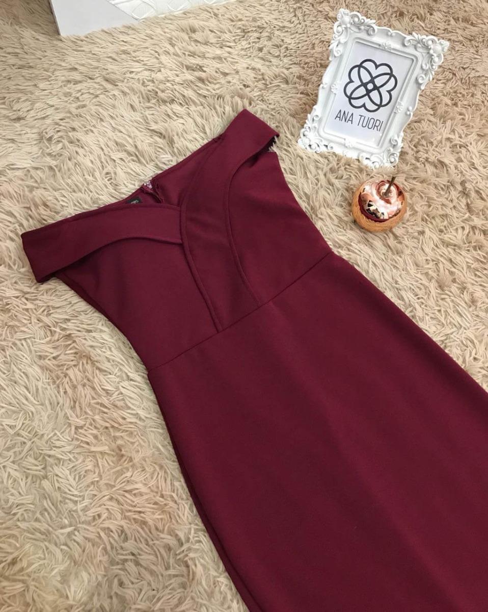 vestido ombro a ombro longo marsala