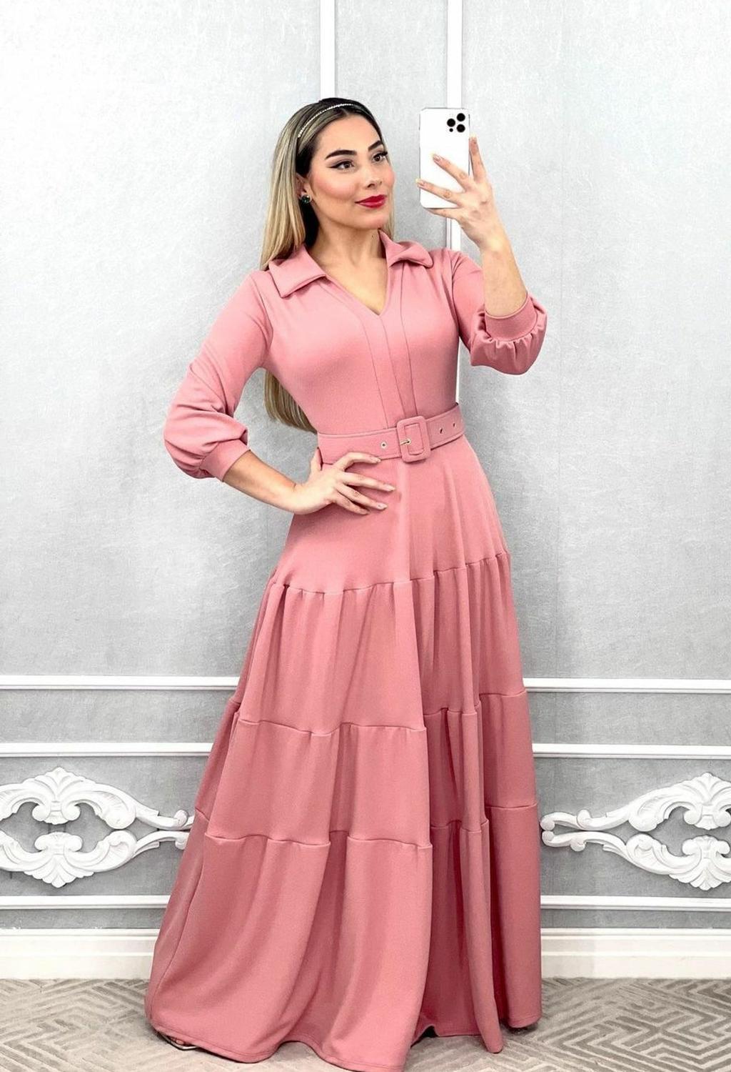 Vestido malha crepe Rosa - Realce Modas evangélica - Vestido Feminino -  Magazine Luiza