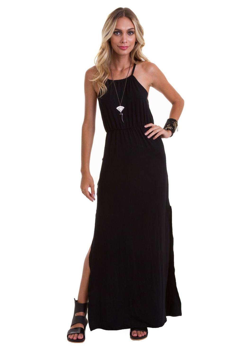 vestido preto alça fina