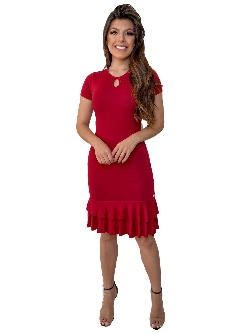 vestido social com babado