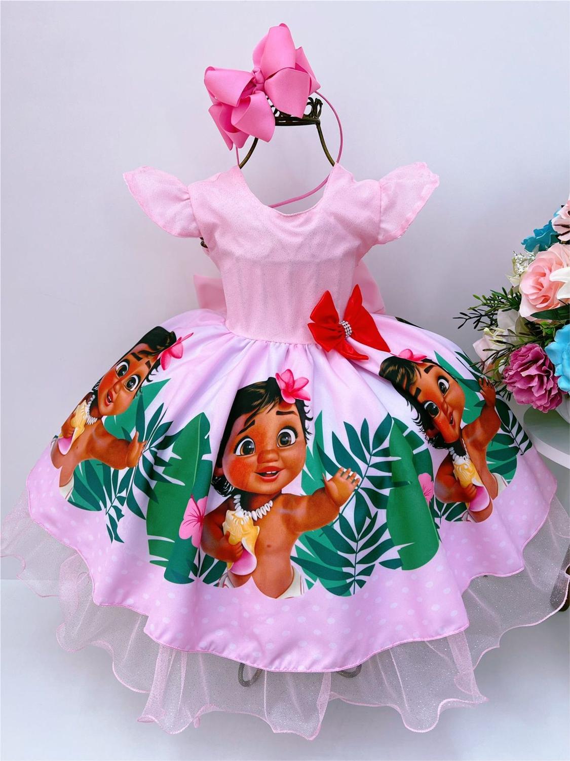 Vestido Moana baby na cor Rosa Tamanho 1ano - Krica - Vestido para Bebês Magazine Luiza