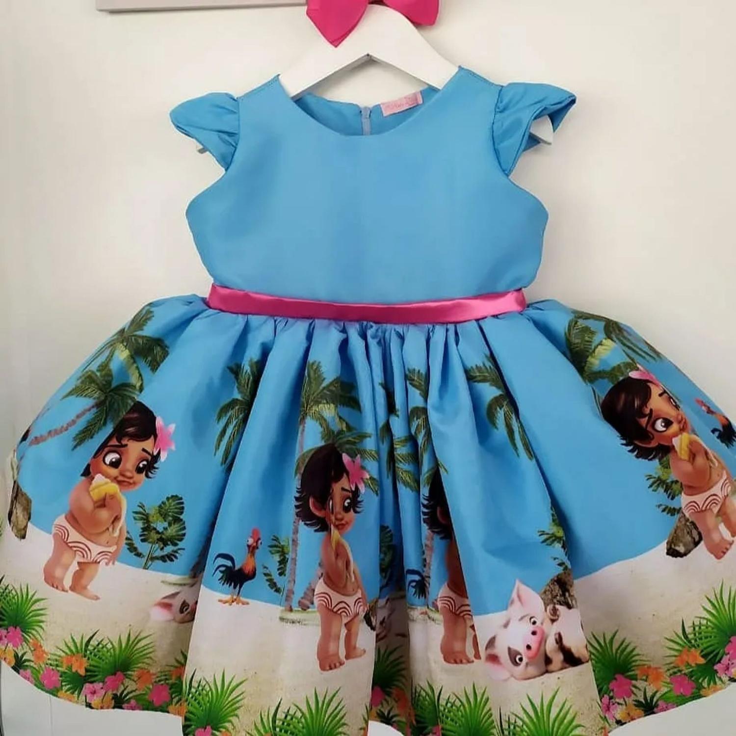 Vestido Infantil Moana Baby Luxo Princesas Renda e Pérolas - Rosa Charmosa  Atacado