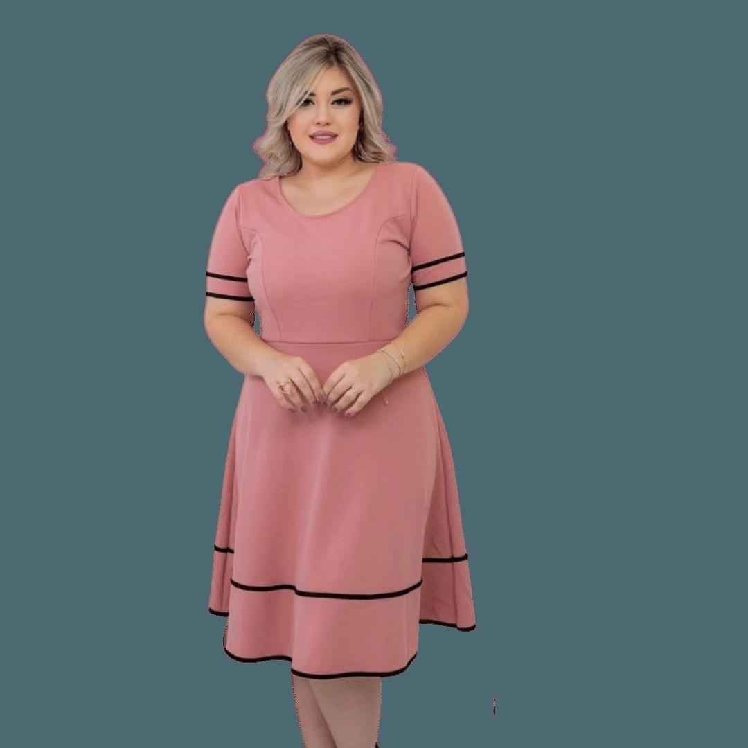 Moda Evangélica Vestido De Viscose Plus Size VESTIDO ROSA PINK