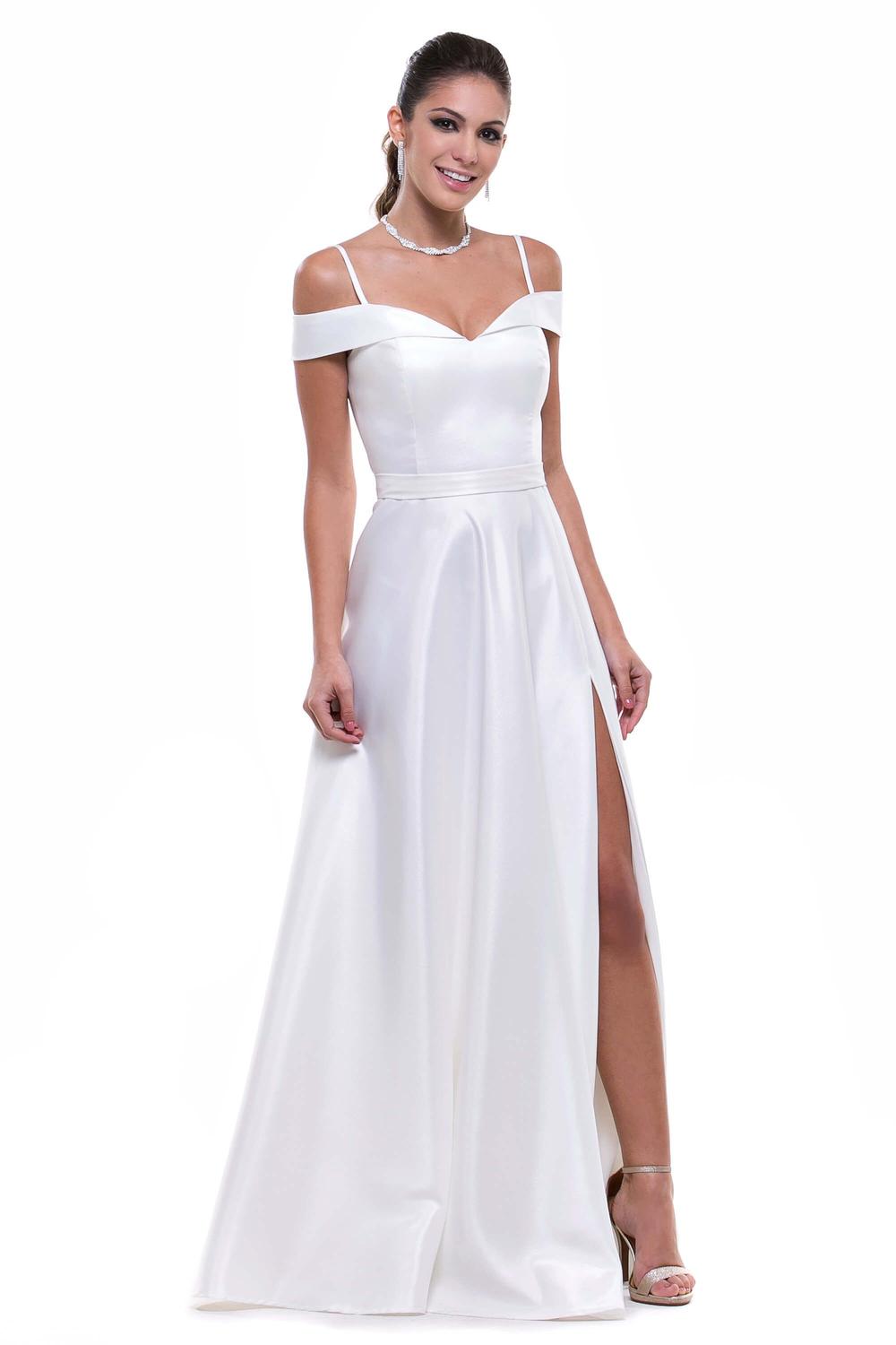 vestido ombro a ombro evase