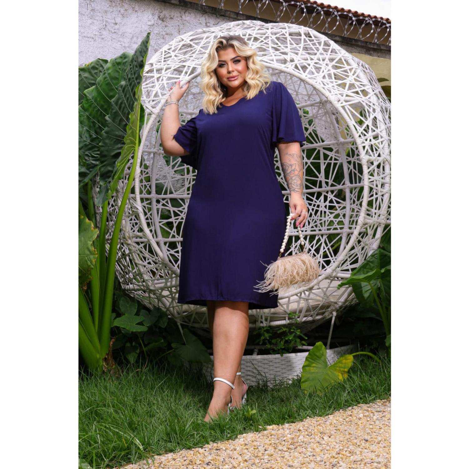 Plus Size Vestido Tubinho Azul Marinho Social Vestido Azul Marinho
