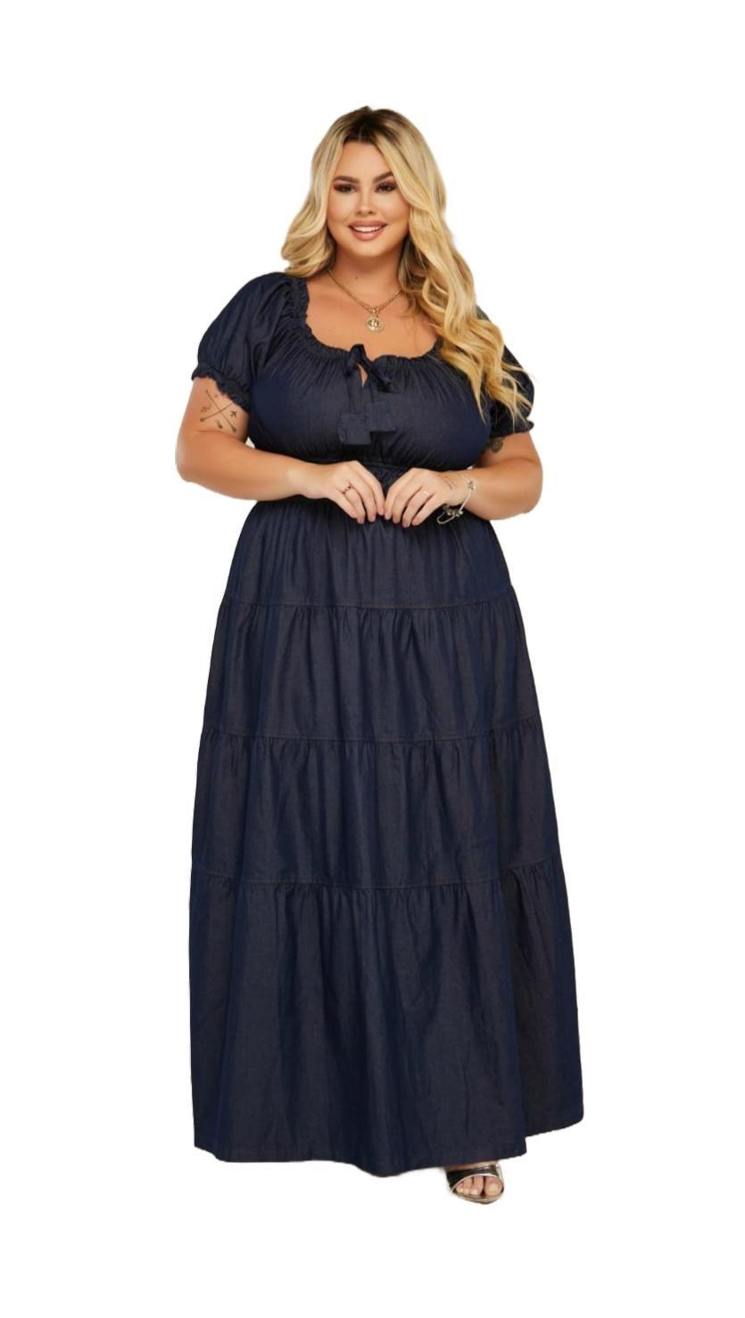 Vestido Longo Vestido Jeans Plus Size Moda EvangÃ©lica Vestido