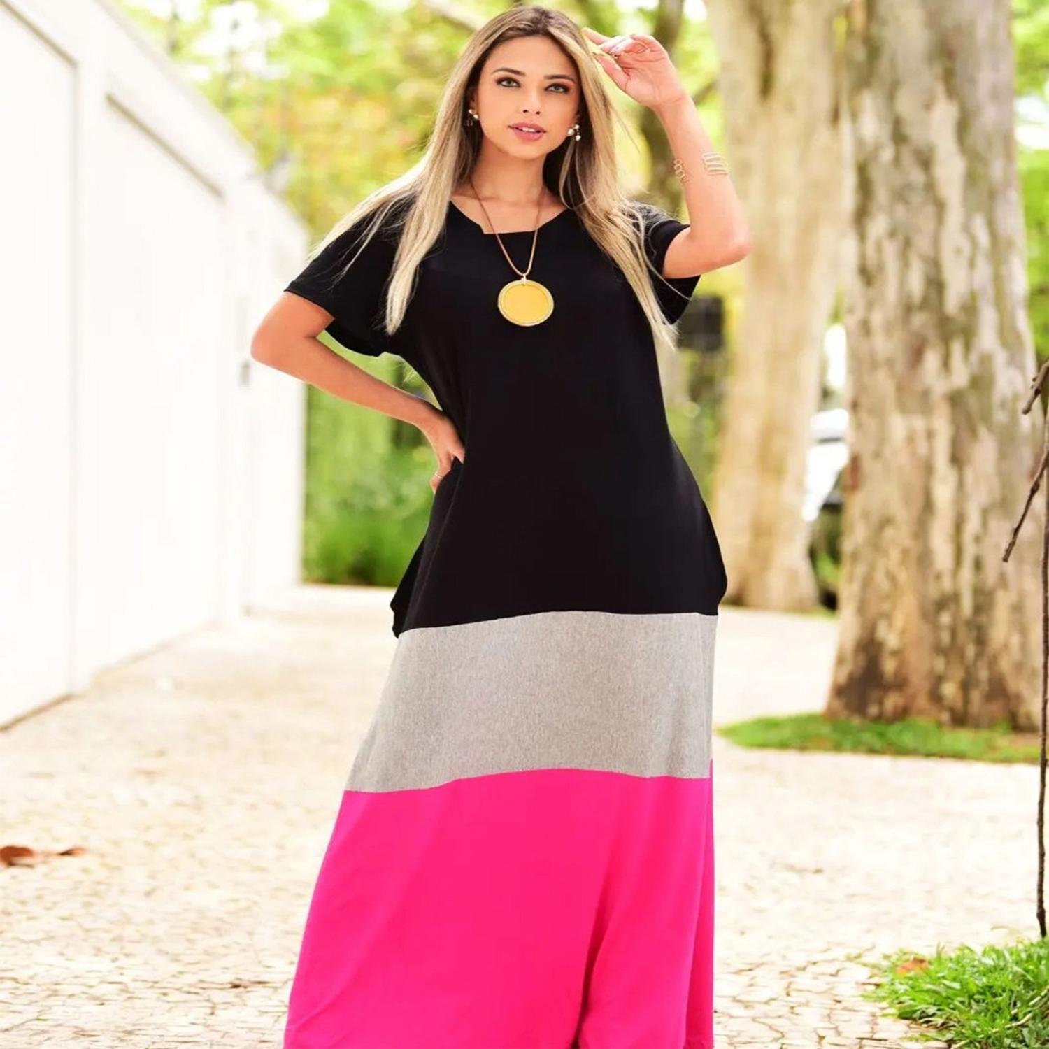 Vestido Longo Plus Vestido Em Malha Plus Size Vestido Longo Solto