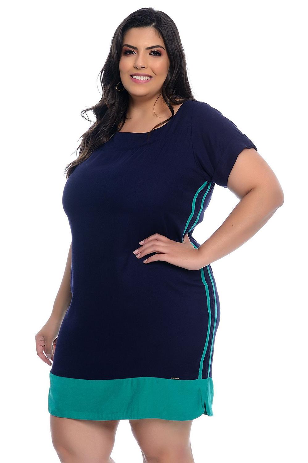 vestido de viscose azul marinho