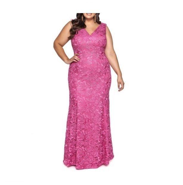 Festa Longo Plus Vestido De Renda Rose Longo Vestido Renda Longo