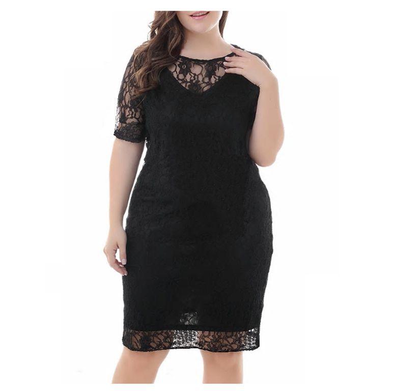 Festa Curto Vestido De Renda Preto Plus Size Curto Plus Vestidos