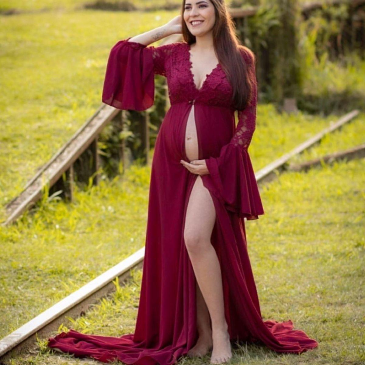 vestido marsala gravida
