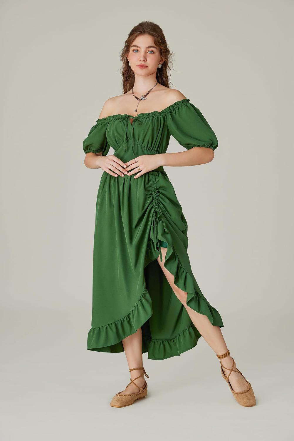 Camponesa Roupas Medievais Femininas Simples Vestido Scarlet