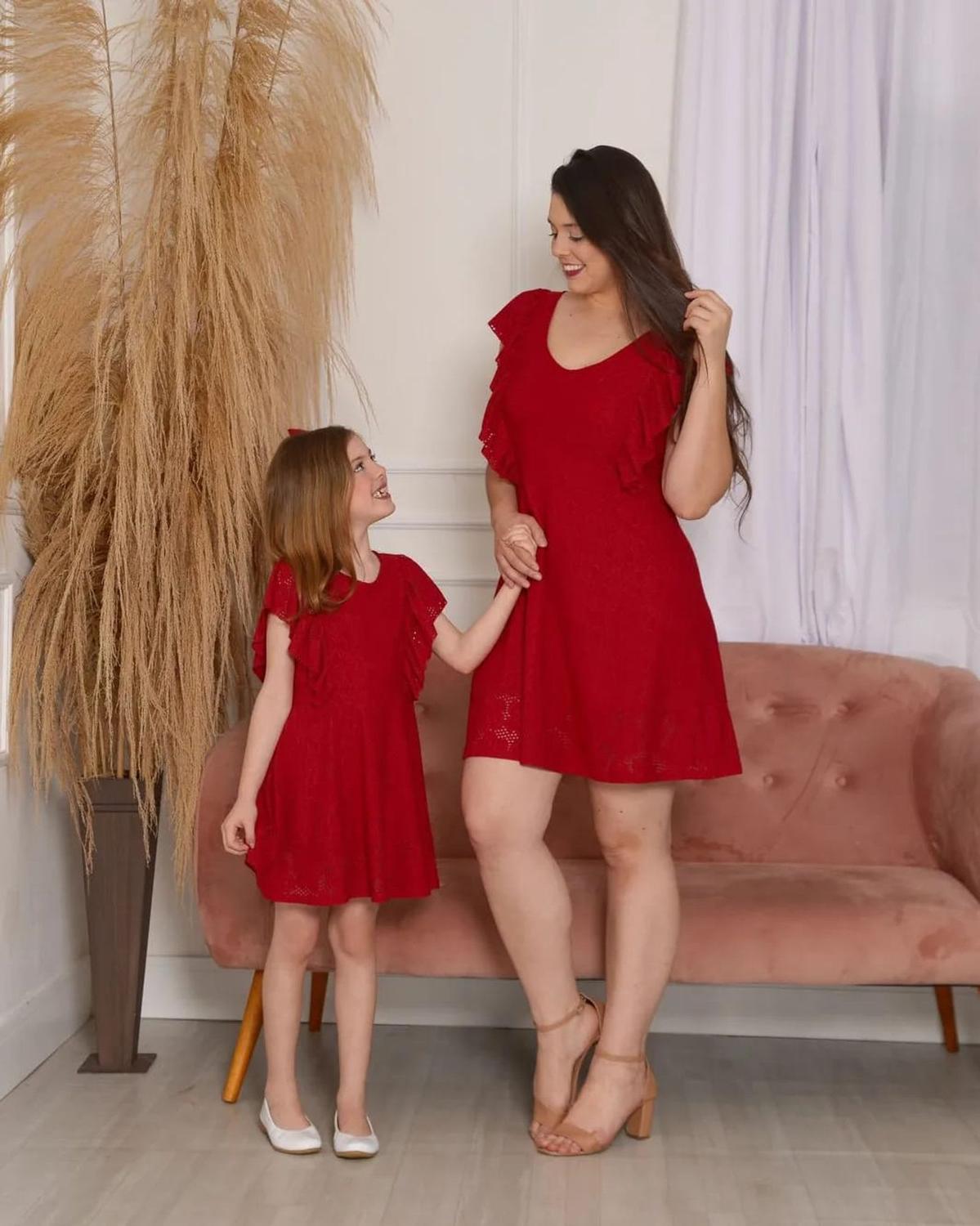elo7 vestido de festa mae e filha vermelho