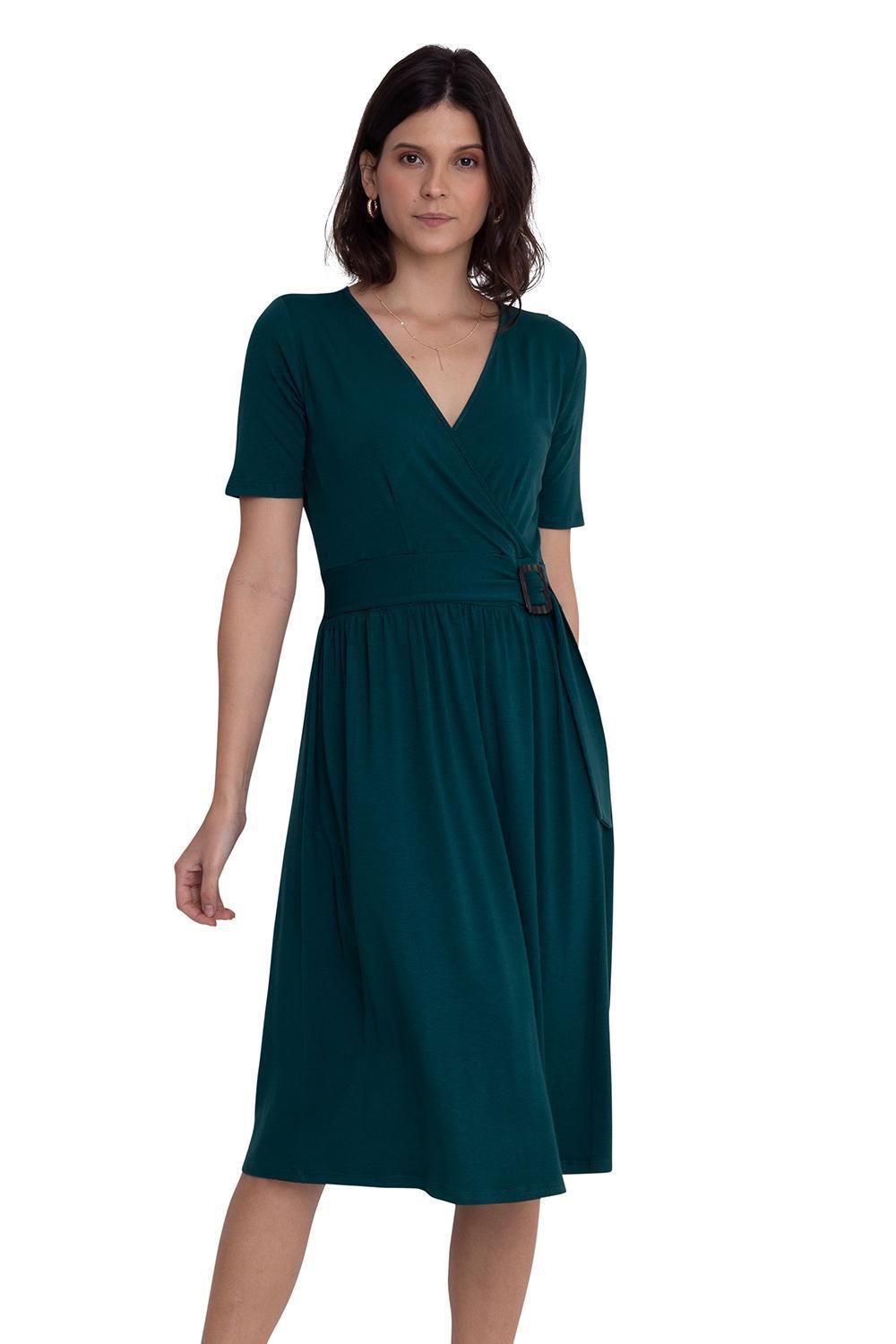 vestido transpassado verde