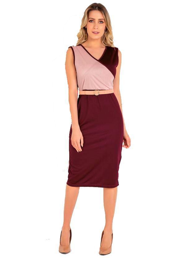 vestido bicolor tubinho