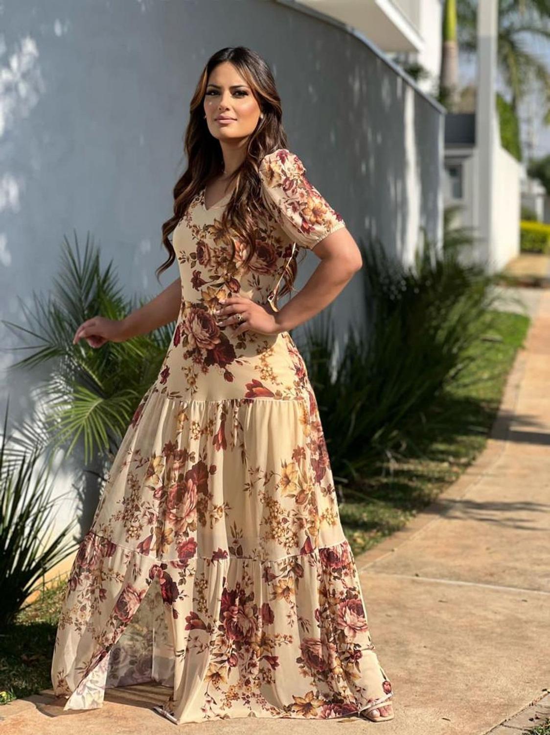 Moda Evangelica Vestido Floral Justo Rosalie Vestido Justo Folhas