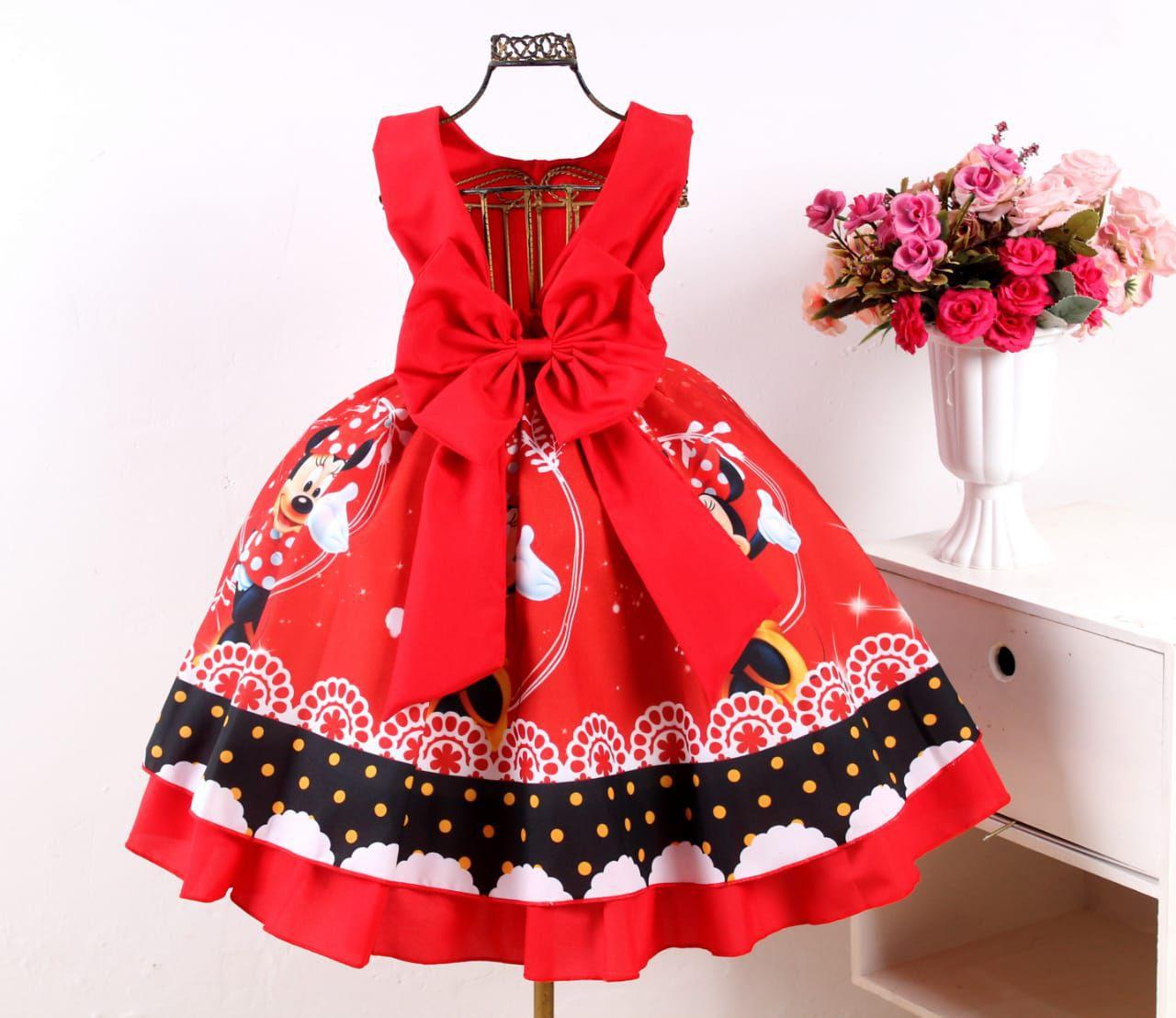 Vestido Infantil Vermelho Princesa Luxo E Tiara - pingo de gente