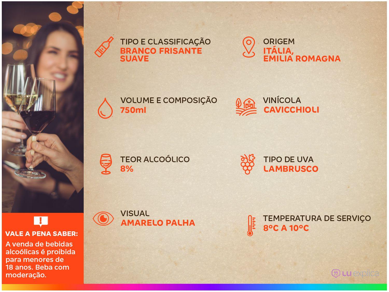 Vinho Branco Frisante Suave Cavicchioli Lambrusco