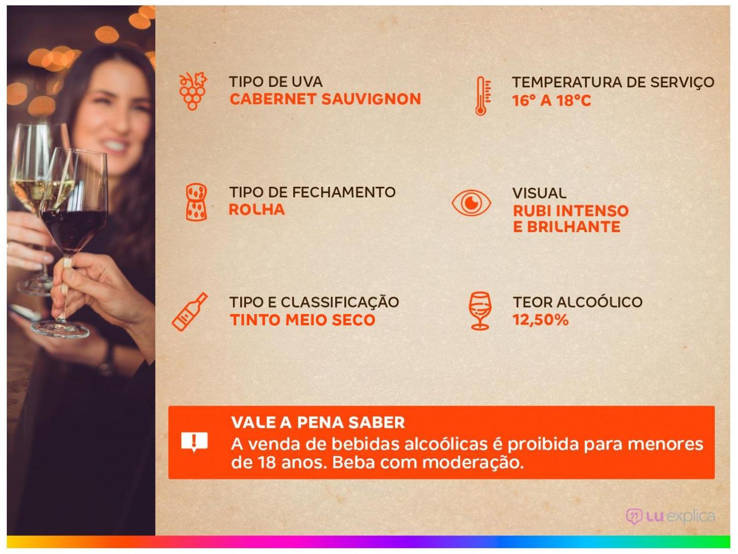 Vinho Tinto Meio Seco Santa Carolina Reservado Cabernet Sauvignon Chile 750ml