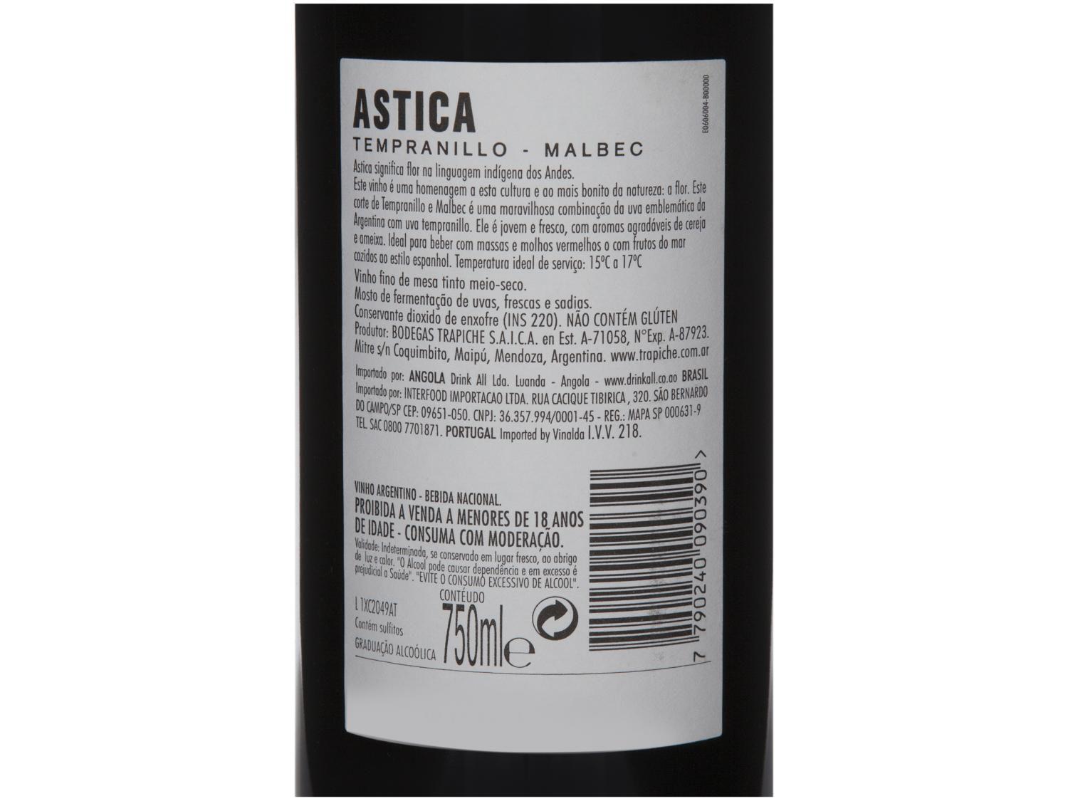 Vinho Tinto Seco Astica Tempranillo Malbec 750ml