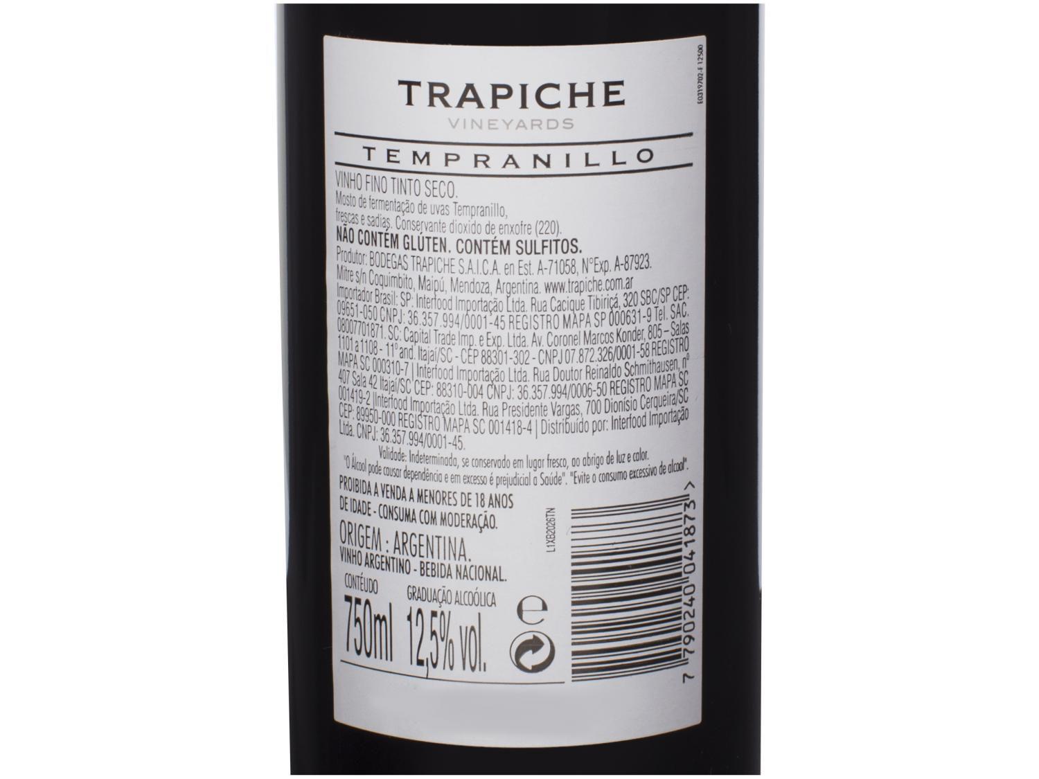 Vinho Tinto Seco Trapiche Vineyards Tempranillo