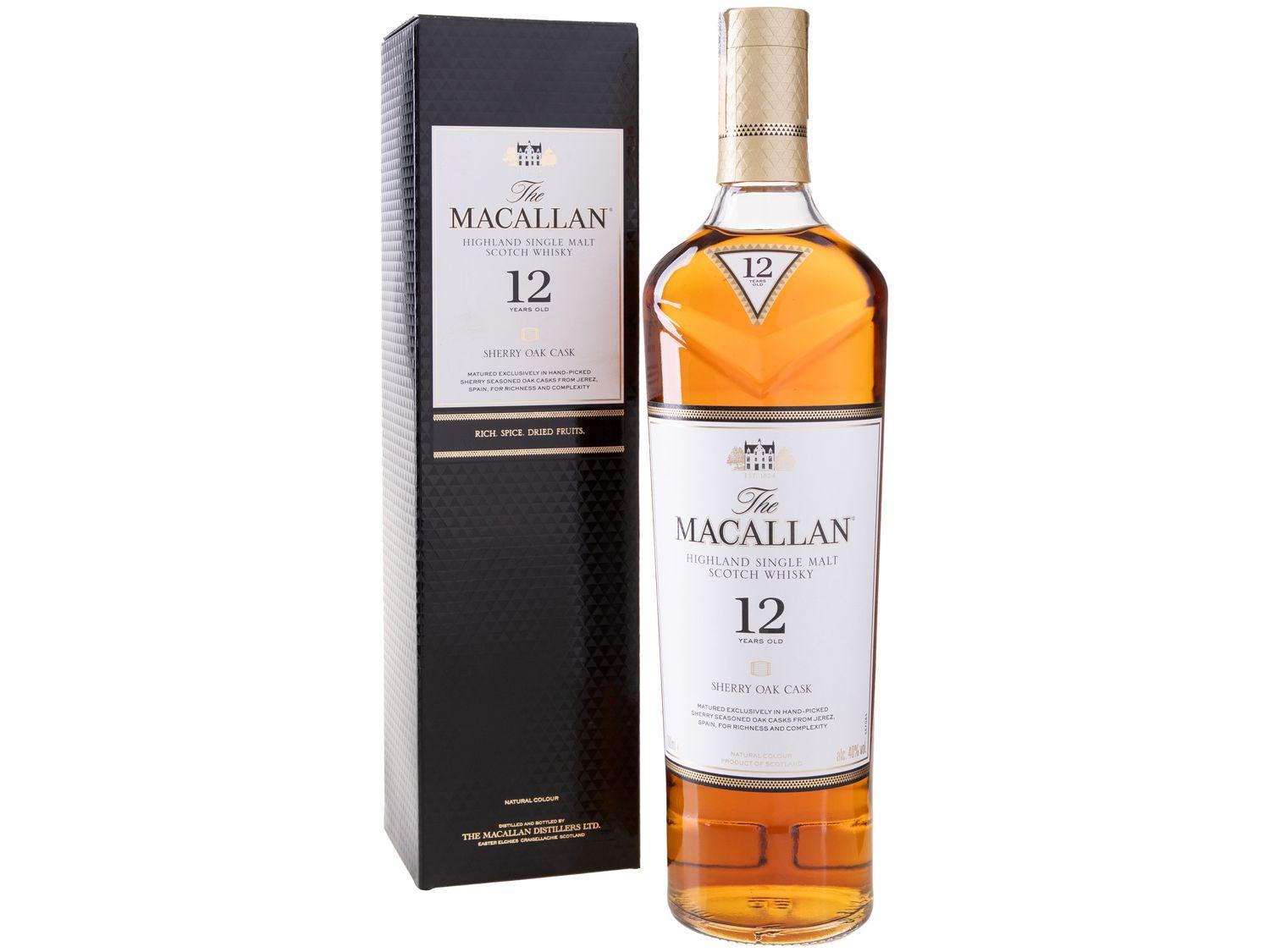 Whisky The Macallan Sherry Oak Cask Single Malt 12 Anos Escocês 700ml