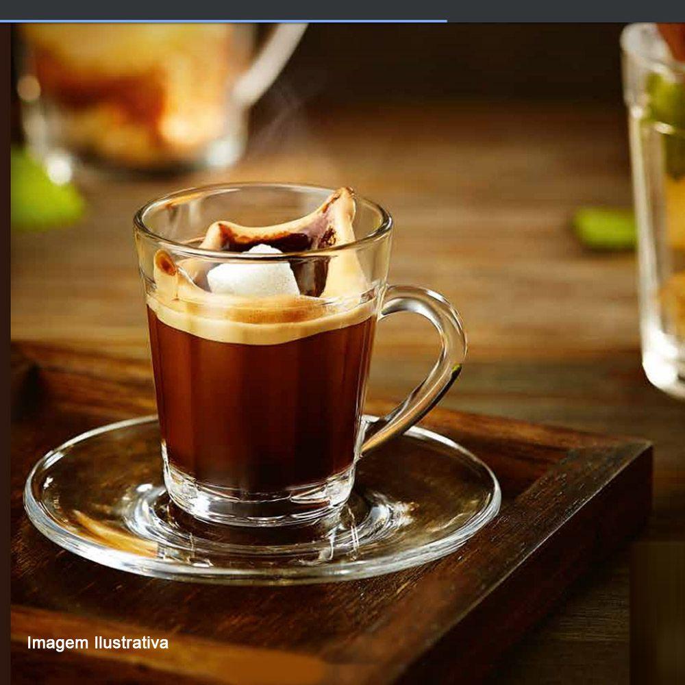 Xícara de Café de Vidro Americano com Pires 90ML 6PÇS