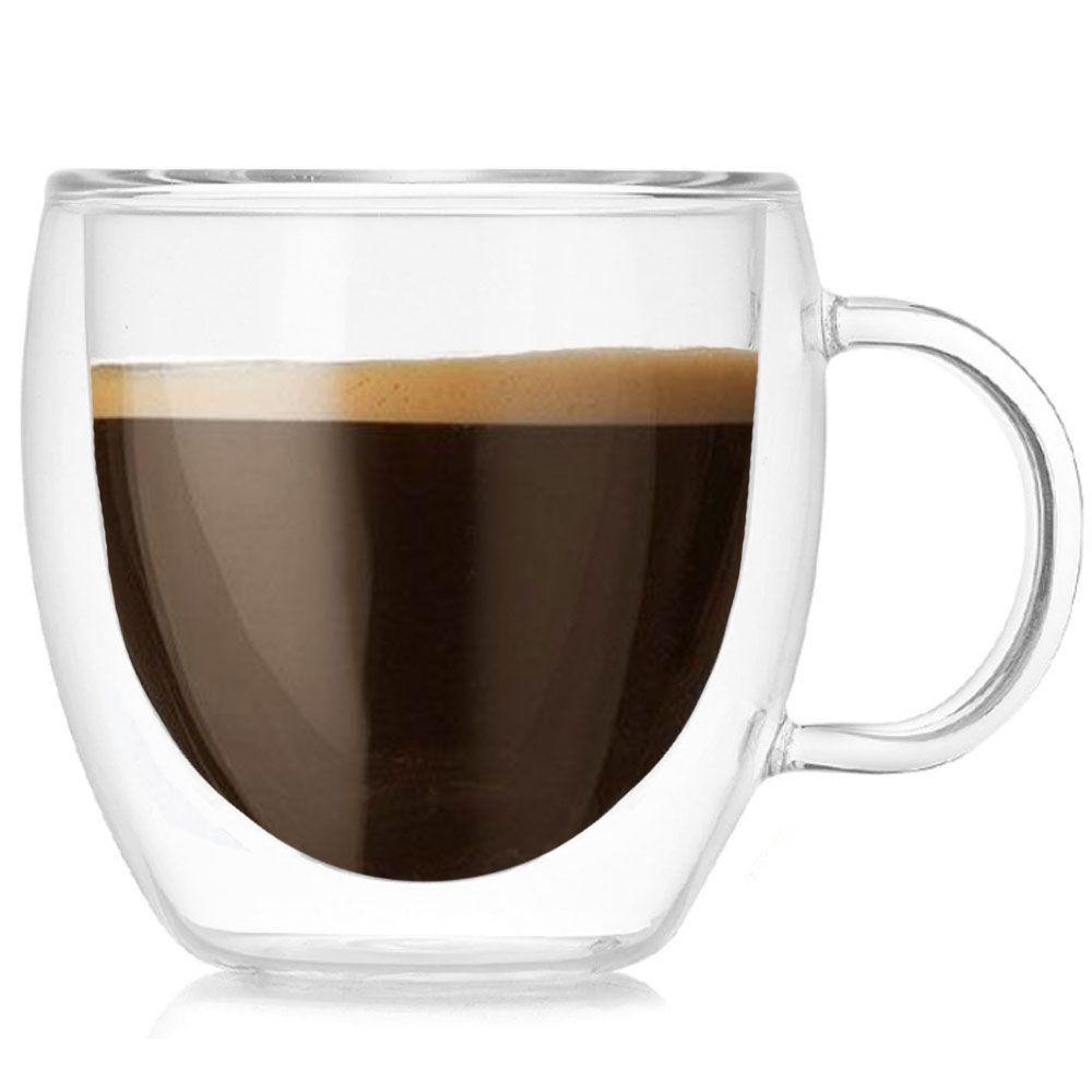 Xícara de Café Expresso Chá Vidro Duplo 100ml Parede Dupla
