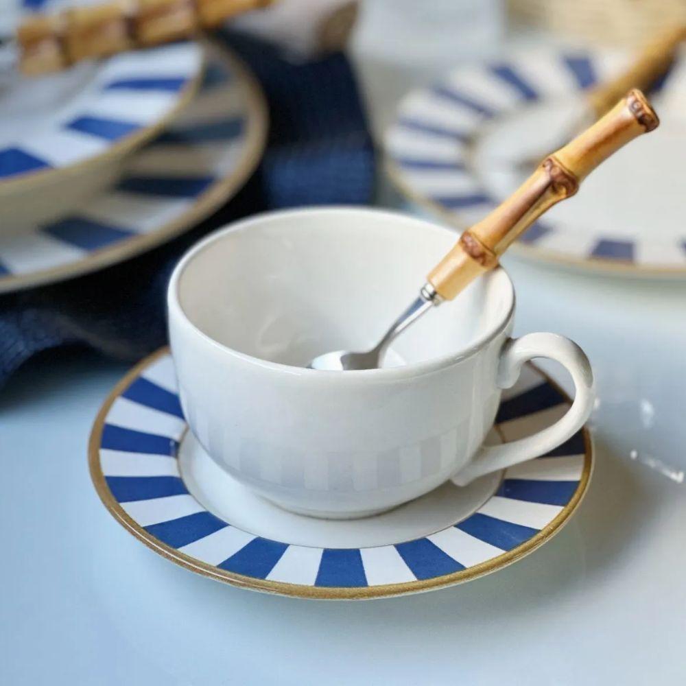Conjunto Alleanza de 6 Xicaras Café c/pires Stripe Azul