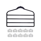 10 Cabides De Veludo Para Calças Saia Calceiro Aveludado Slim Preto K-C131 - Kelter