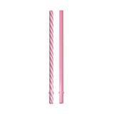 10 Canudos Plastico 19Cm Rosa Bebe/Branco Dec. Festas - Cromus