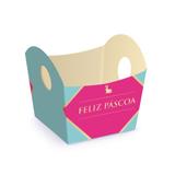 10 Cestas Feliz Pascoa P/Lembrancinhas M Azul Dec. Festas - Cromus pascoa