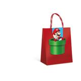 10 Sacolas Papel C/Fechamento Super Mario 21,5X15X8Cm dec. Festas - Cromus