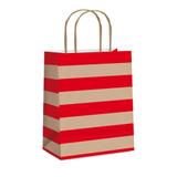 10 Sacolas Papel P/Presente 26X19,5X9,5Cm Listrado Pardo - Cromus