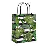 10 Sacolas Papel P/Presente Folhagens Listras G 32X26,5X13Cm - Cromus