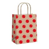 10 Sacolas Papel Presente 21,5X15X8Cm Bolinha Pardo/Vermelho - Cromus