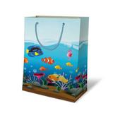 100 Sacolas De Papel Peixinho Fundo do Mar 25x17x6cm Festa - On store