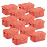 12 Caixas Organizadoras Rattan Pequena Cor Coral 20x25,5 cm - Nitron