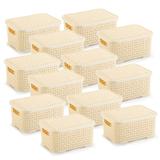 12 Caixas Organizadoras Rattan Pequena Cor Creme 20x25,5 cm - Nitron